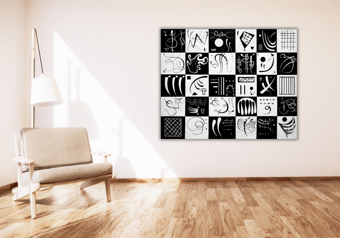 Black and White Abstract Symbol Grid Modern Minimal Art Poster - Image 3