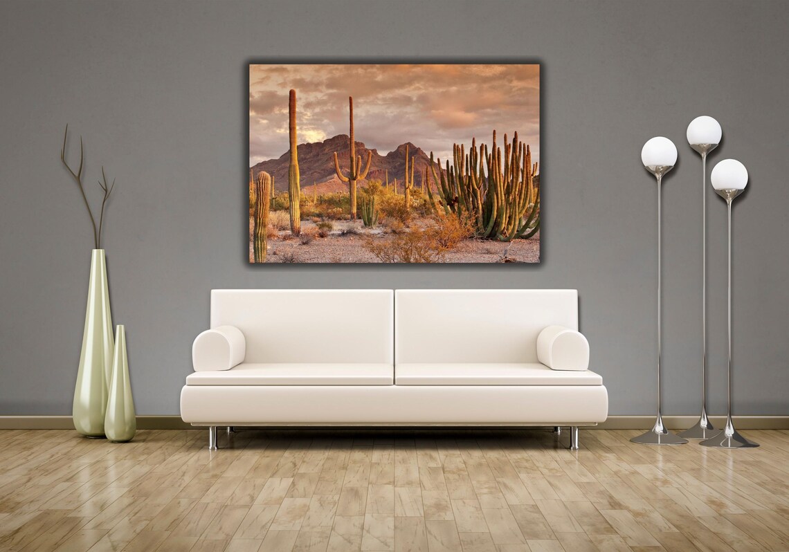 Sonoran Desert Saguaro Cactus Sunset Mountain Landscape Poster - Image 2