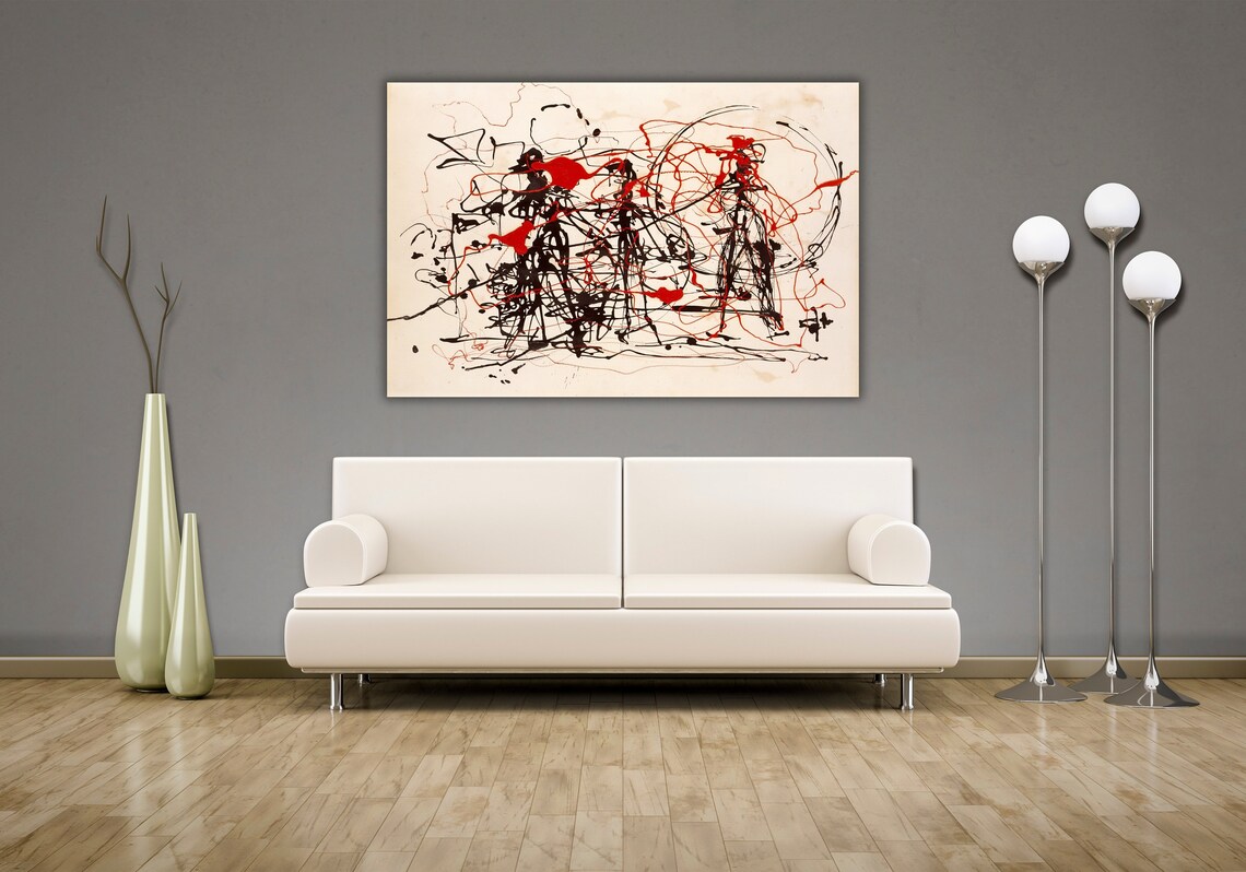 Red Black Splatter Abstract Expressionist Action Painting Art Poster - Image 3