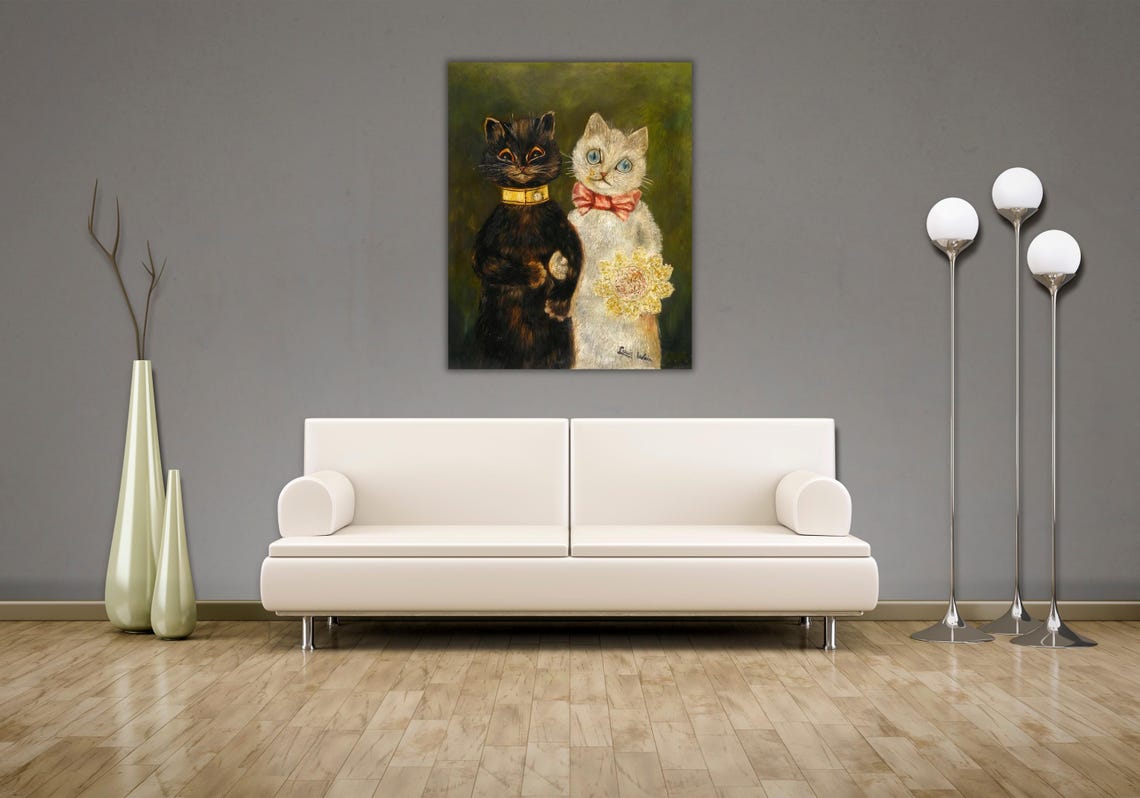 Louis Wain The Bride Two Cats Wedding Portrait Painting Poster - Image 3