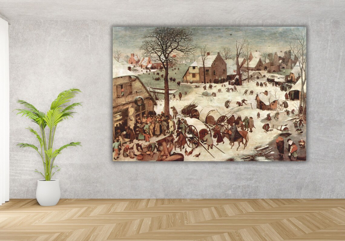 Bruegel The Census at Bethlehem Snowy Flemish Village Winter Art Poster - Image 2