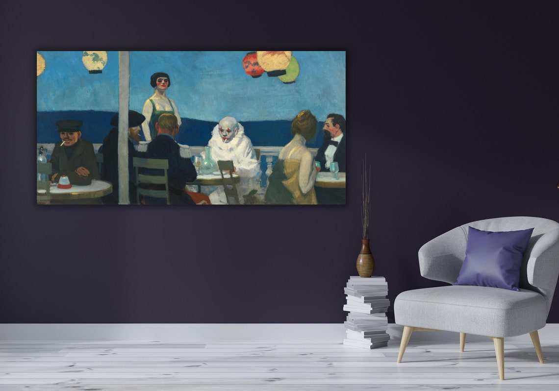 Edward Hopper Soir Bleu Clown Cafe Night Scene Classic Poster - Image 2