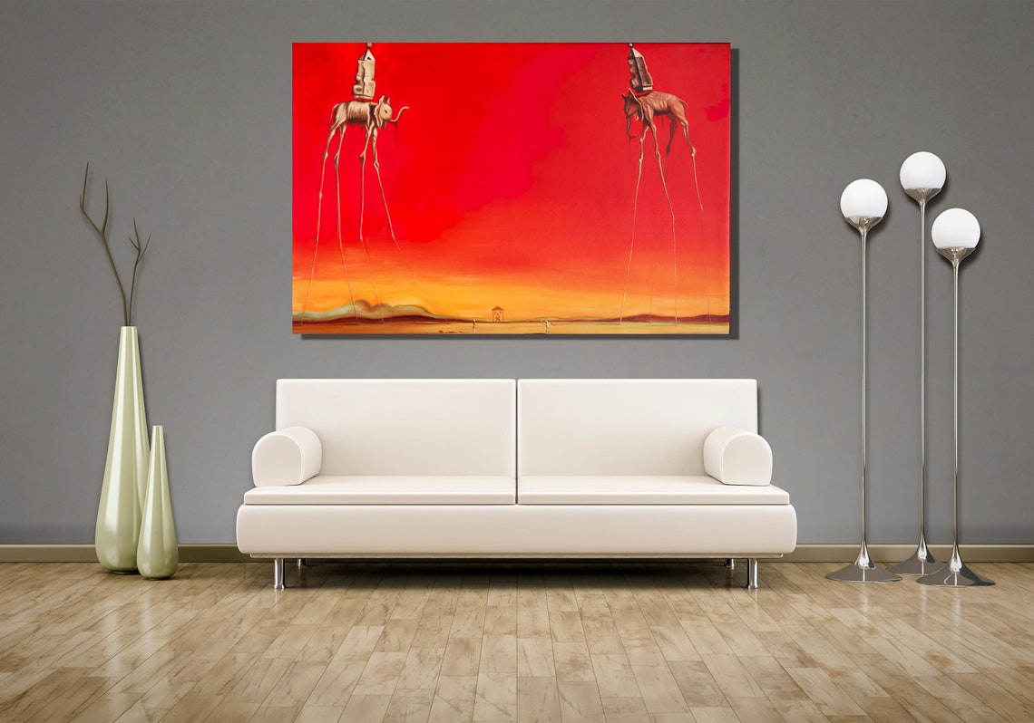 Salvador Dali Elephants Long Legged Red Sky Surrealist Poster - Image 2