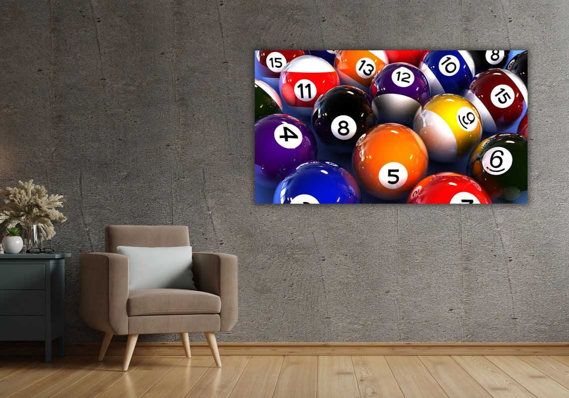 Colorful Billiard Pool Balls Close Up Game Room Billiards Poster - Image 2