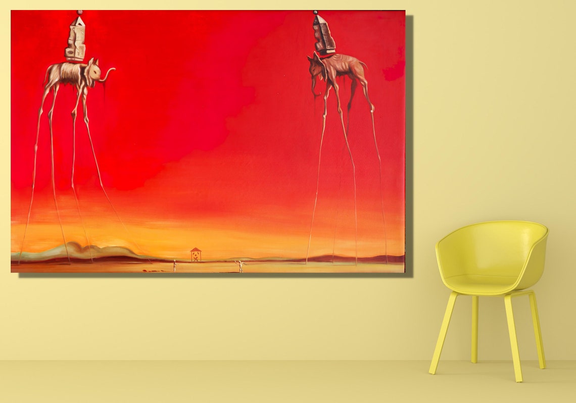 Salvador Dali Elephants Long Legged Red Sky Surrealist Poster - Image 3