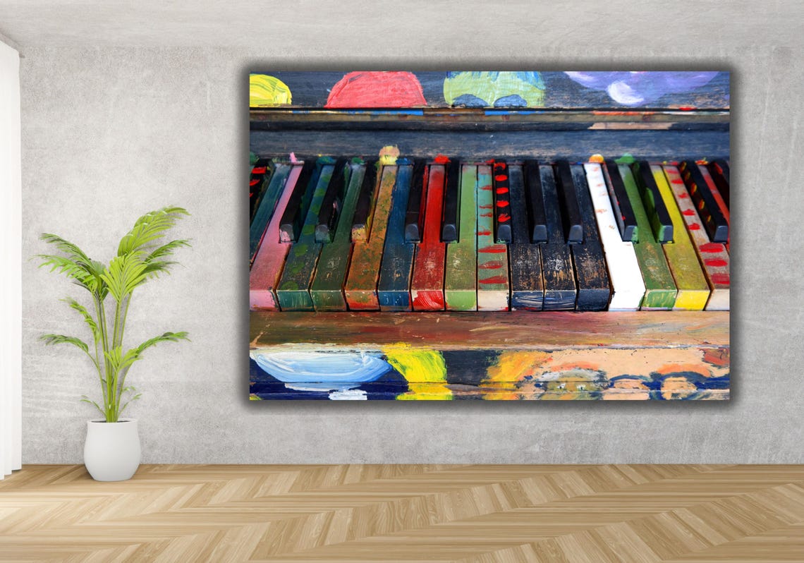 Bright Painted Piano Keys Colorful Music Instrument Wall Poster - Image 2
