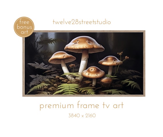 Botanical Mushrooms Frame Tv Art Dark Cottagecore Moody Tv Art Dark Academia For The Frame Tv Instant Mushroom Tv Art