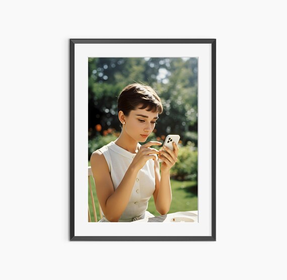 Audrey Hepburn Inspired Garden Photo iPhone Moment Classic Style Poster