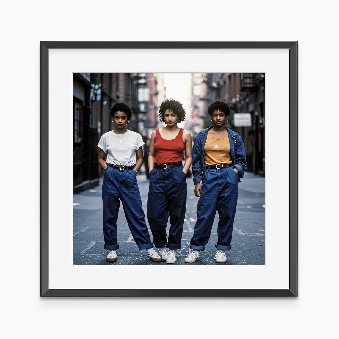 Three Women 90s Street Style City Fashion Photography Poster