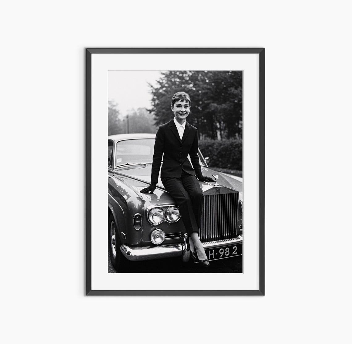 Audrey Hepburn Classic Suit Black White Elegant Hollywood Photo Poster