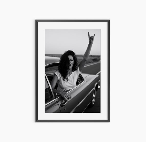 Rock And Roll Photography Prints Fashion Wall Art Sign Of The Horns Black White Museum Quality Poster