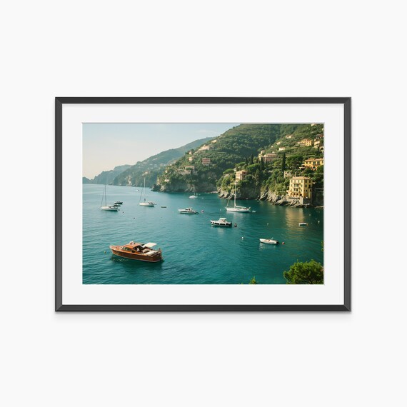 Mediterranean Coastal Bay with Yachts Summer Seascape Poster