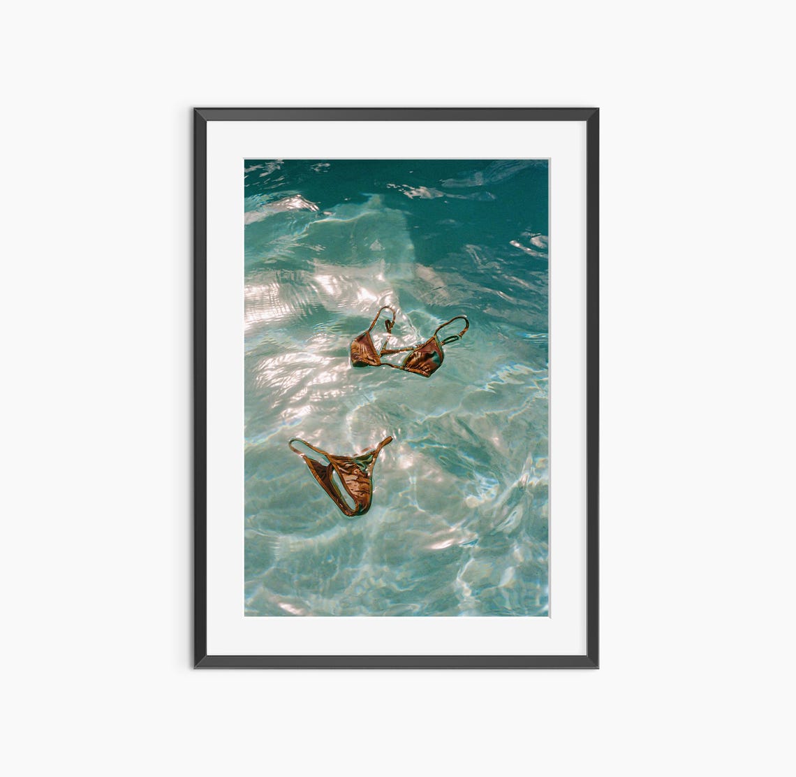 Bikini Floating on Sparkling Pool Water Summer Fashion Poster