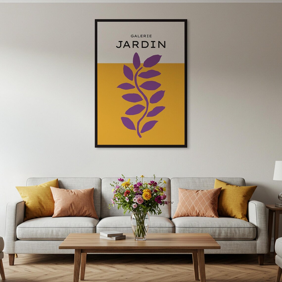 Galerie Jardin Purple Leaves Mustard Gallery Style Botanical Poster - Image 2