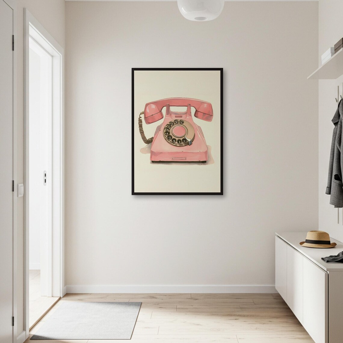 Pink Rotary Phone Vintage Telephone Poster - Image 2