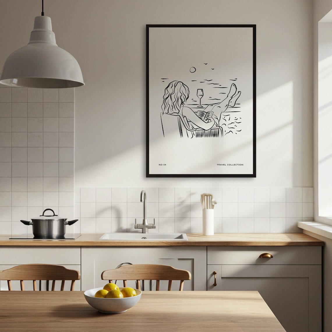 Beach Reading Minimalist Line Art, Relaxing Wall Decor - Image 3