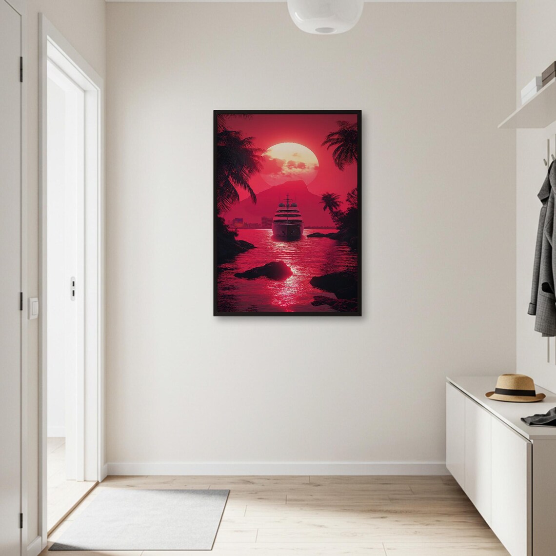 Tropical Sunset Ship Poster, Ocean Landscape - Image 3