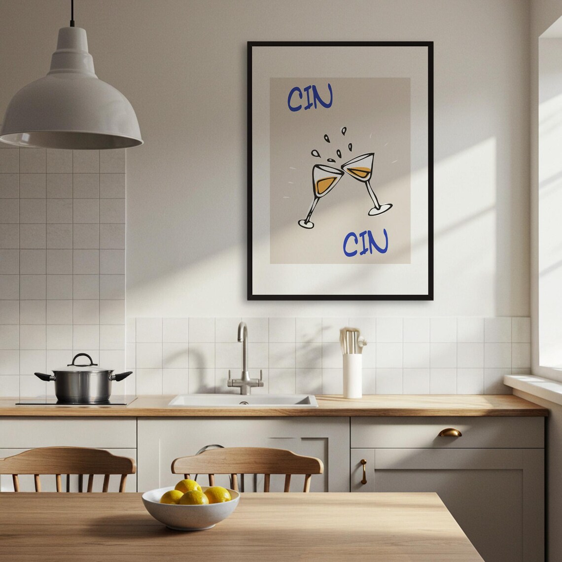 Cin Cin Cheers Quote, Minimalist Bar Cart Decor - Image 3