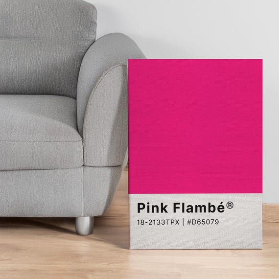 Pink Flamb Color Swatch Canvas Wall Art Bold Pantoneinspired Modern Print For Office Studio Or Gift Minimalist Framed Decor Option