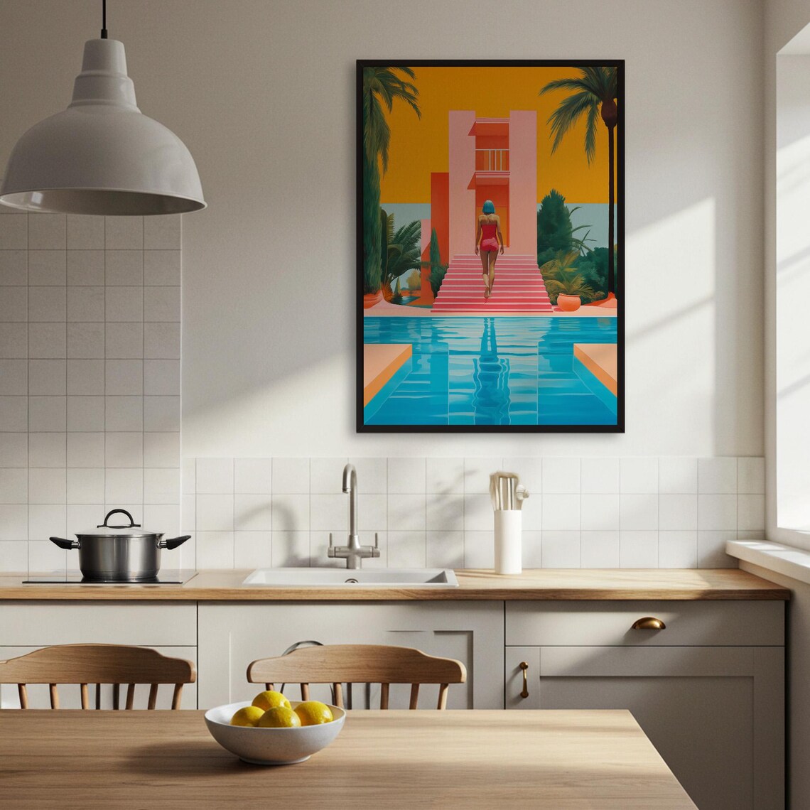 Woman At Pool, Retro Mid-Century Modern Decor - Image 3