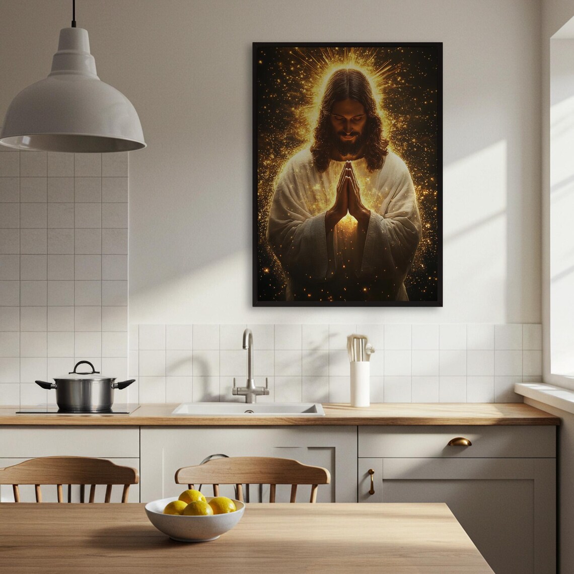 Jesus Praying Painting, Christian Faith Decor - Image 3