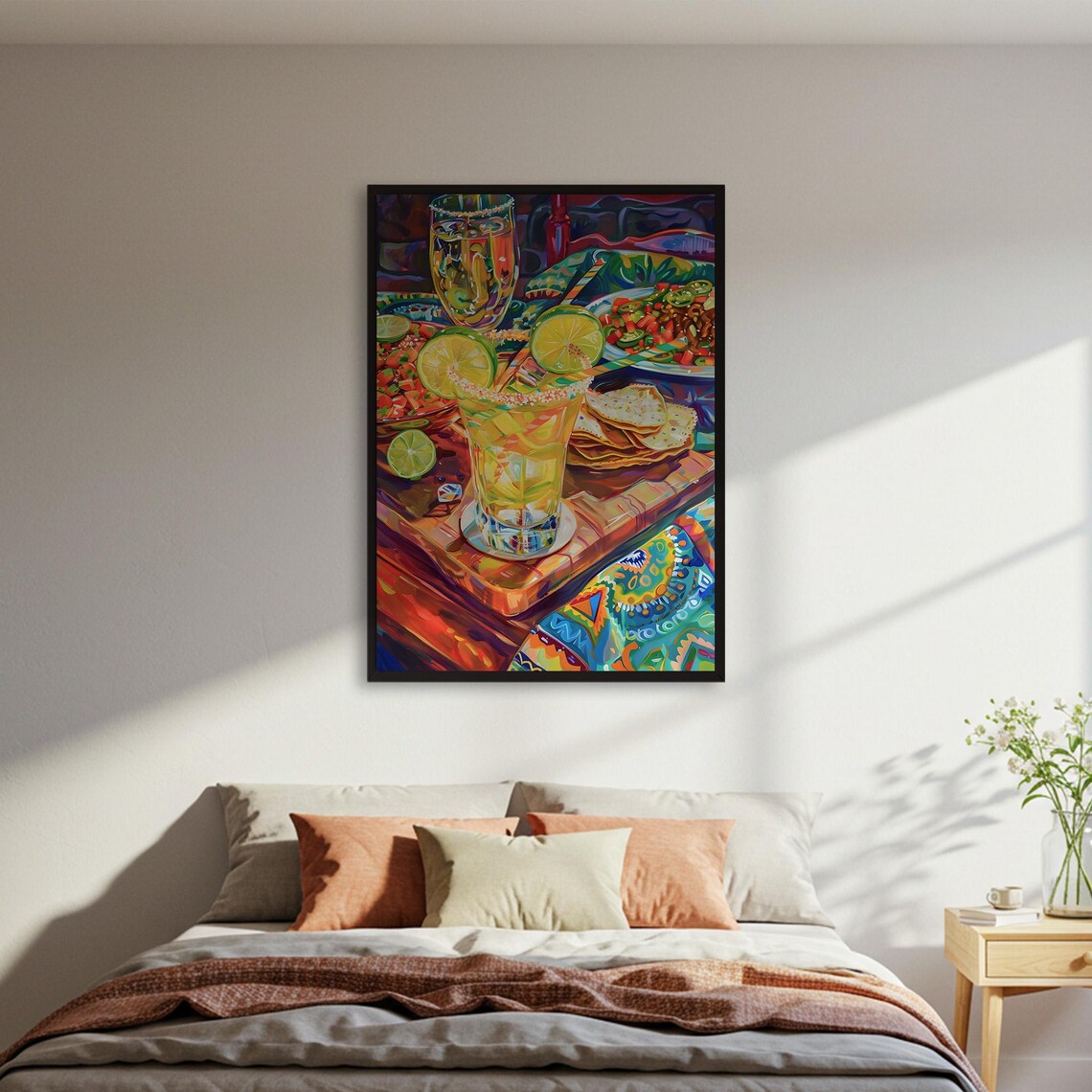 Margarita and Tacos Mexican Food Painting Poster Vibrant Kitchen Wall Decor