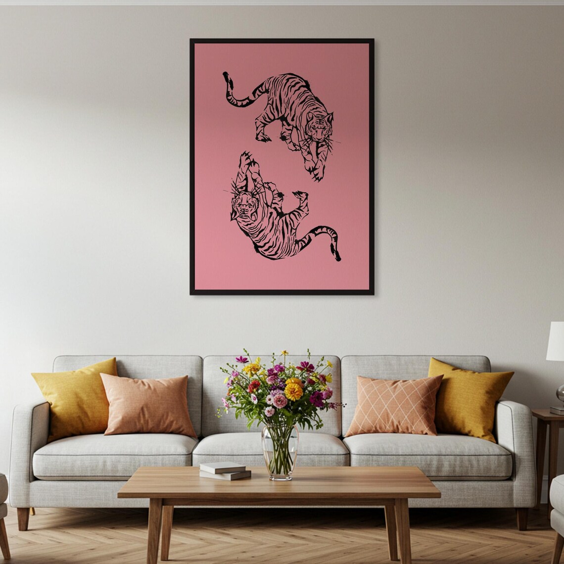 Pink Tiger Minimalist Animal Poster, Modern Decor - Image 4