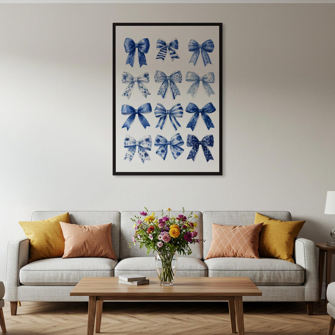 Blue Bows Watercolor Posterpreppy Wall Art Printgirly Room Decornursery Decorcute Bow Printframed Or Unframed - Image 2