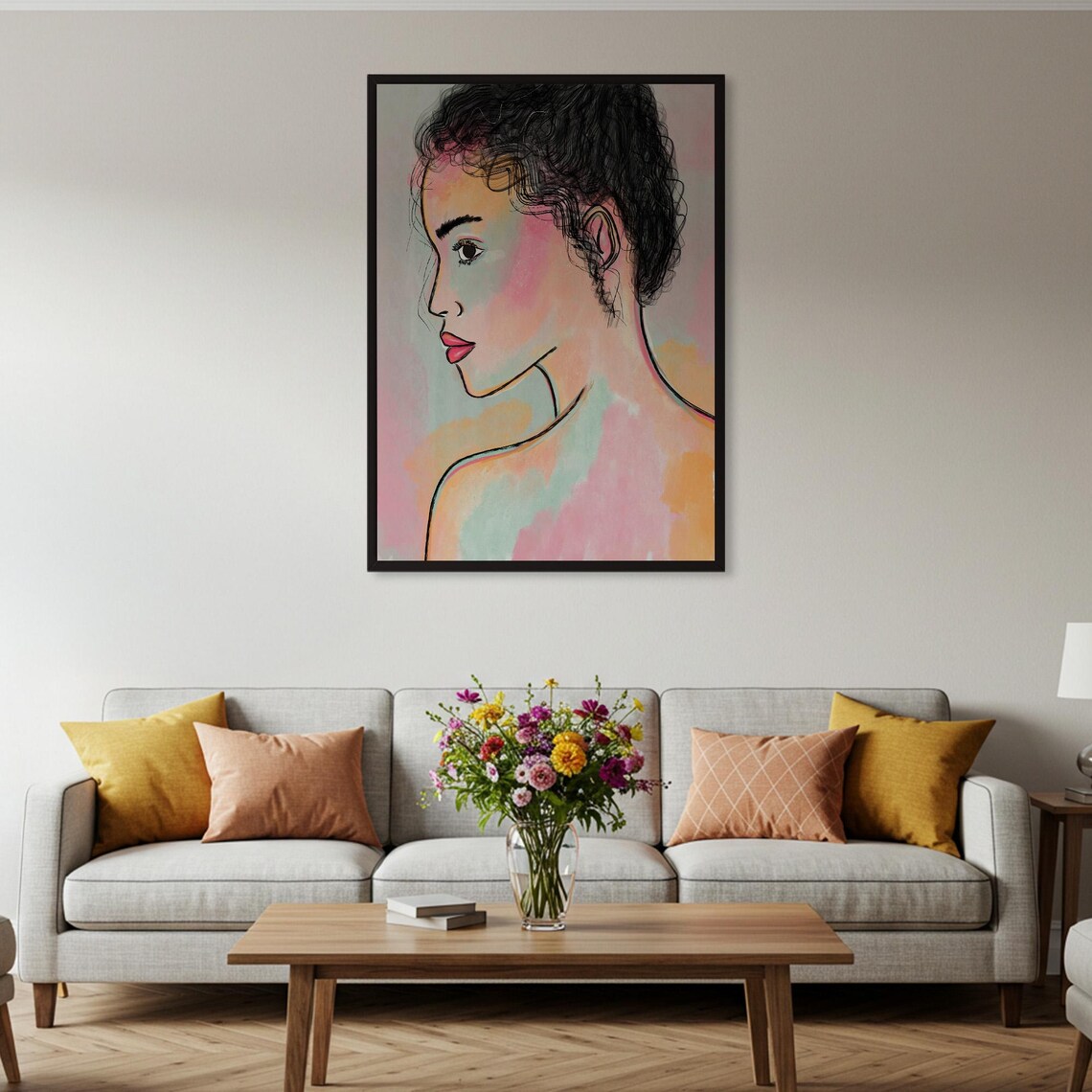 Watercolor Woman Profile Colorful Abstract Modern Beauty Poster - Image 2