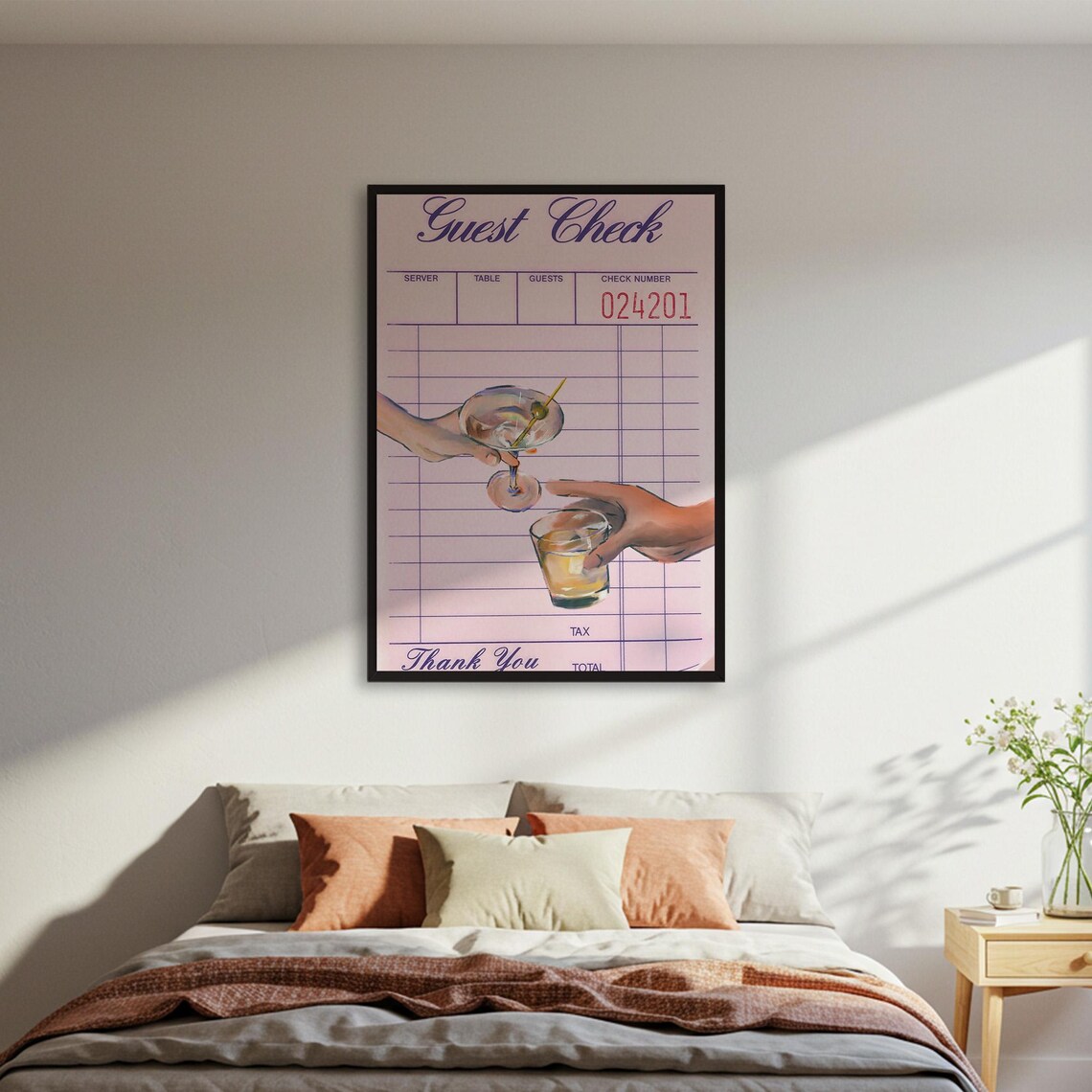Retro Guest Check Cocktail Toast Vintage Bar Poster