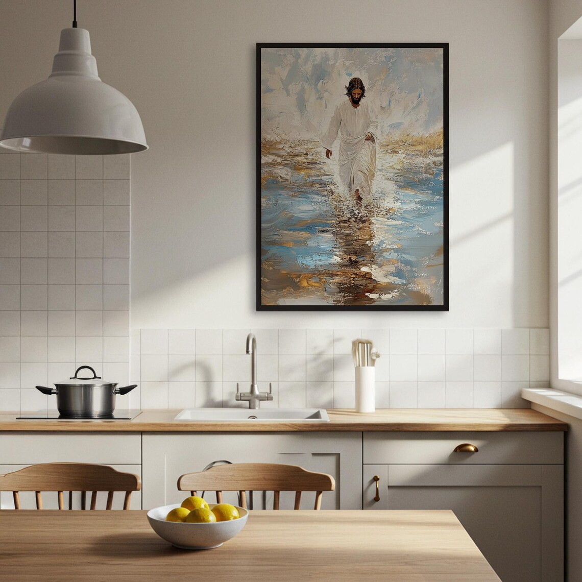 Jesus Walking On Water, Spiritual Faith Painting - Image 3