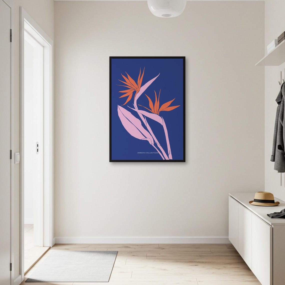 Bird of Paradise Flowers on Navy Blue Botanical Jardin Art Poster - Image 3