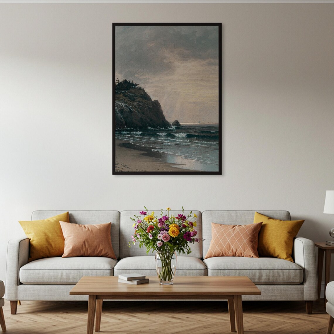 Coastal Landscape Painting, Vintage Seascape Art Print - Image 4