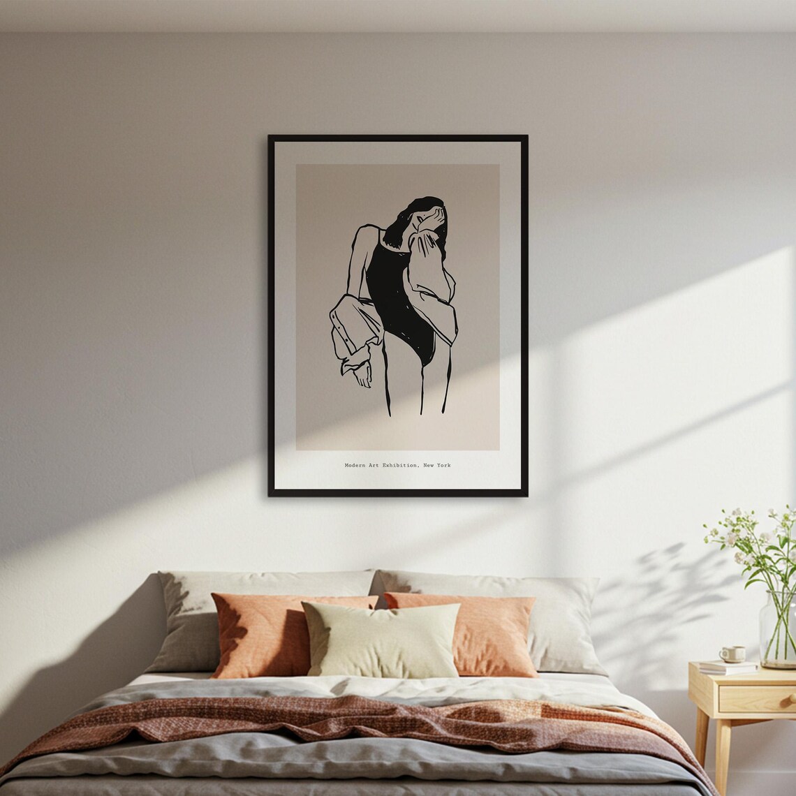 Minimalist Woman Line Art Figure Modern Exhibition New York Poster