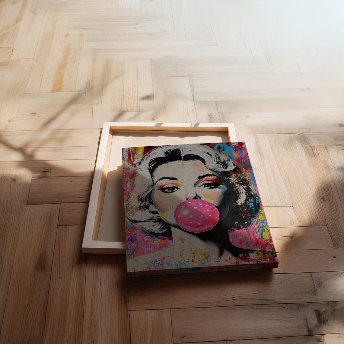 Marilyn Monroe Bubblegum Pop Art Pink Graffiti Celebrity Canvas Print - Image 2