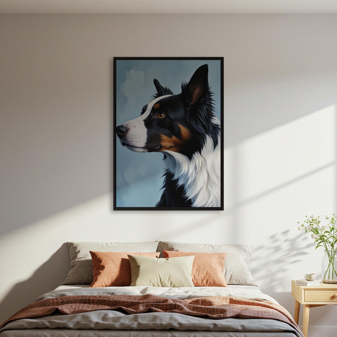 Border Collie Pet Portrait, Realistic Art Print