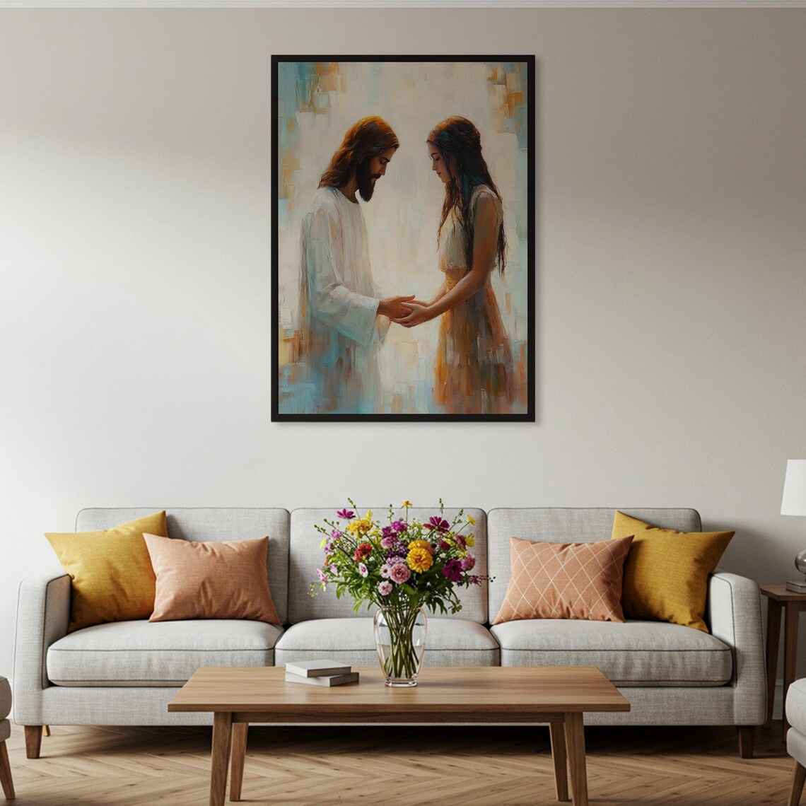 Jesus And Woman Holding Hands, Christian Faith Art Print - Image 4