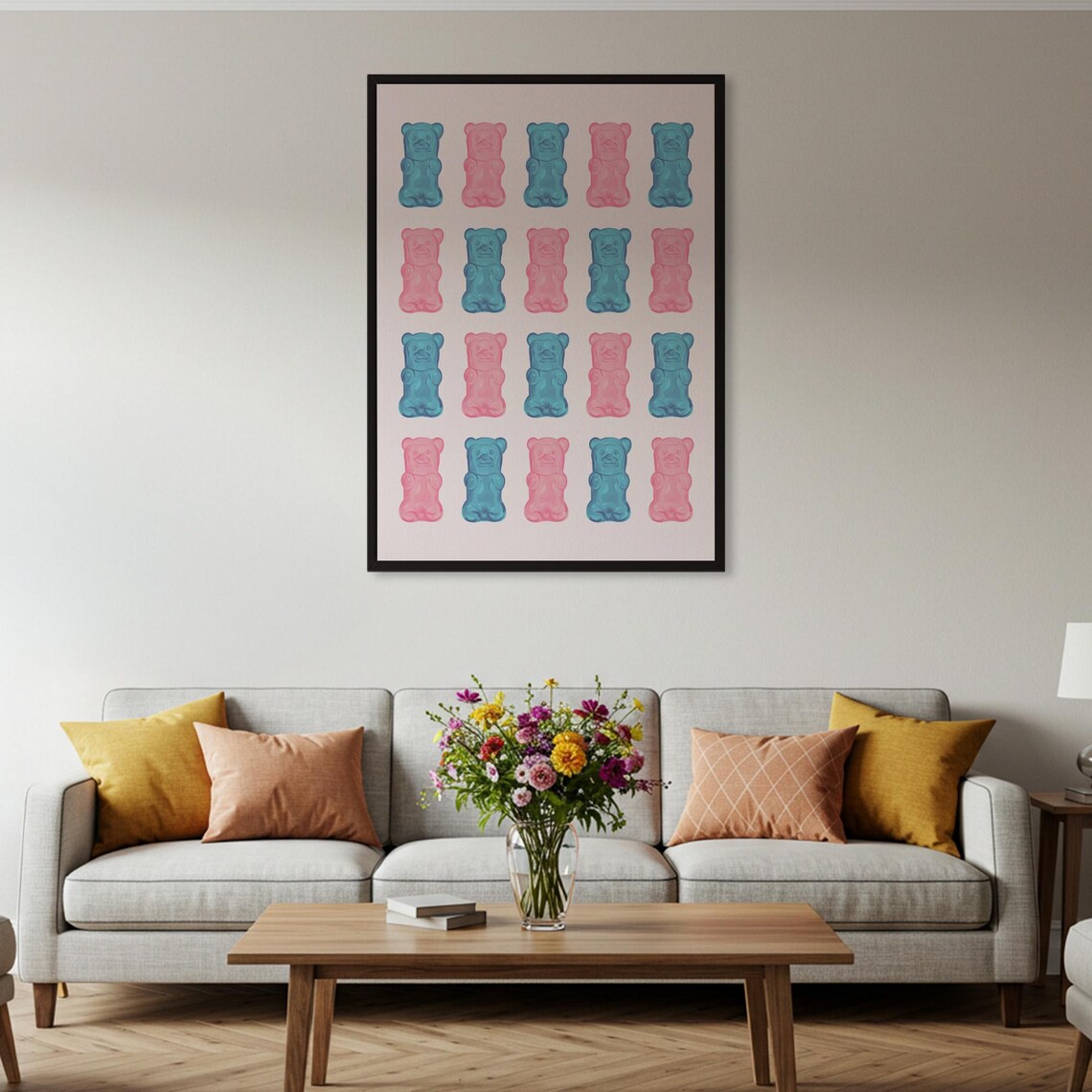 Gummy Bear Poster Print, Pop Art Candy Grid Decor - Image 4