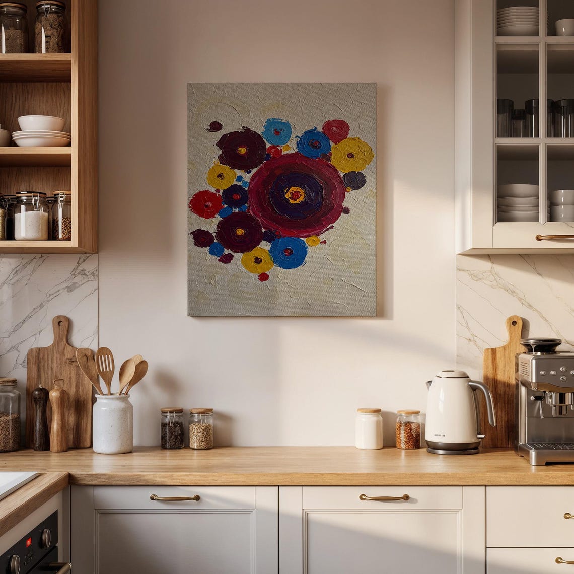 Colorful Dots Circles Impasto Geometric Bold Modern Art Poster - Image 4