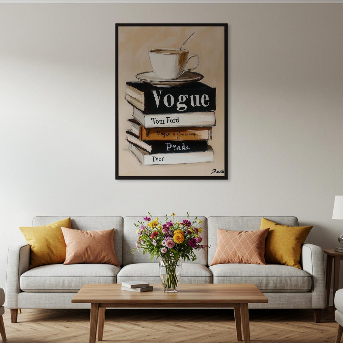 Vogue Tom Ford Prada Dior Fashion Book Stack Coffee Cup Poster - Image 5
