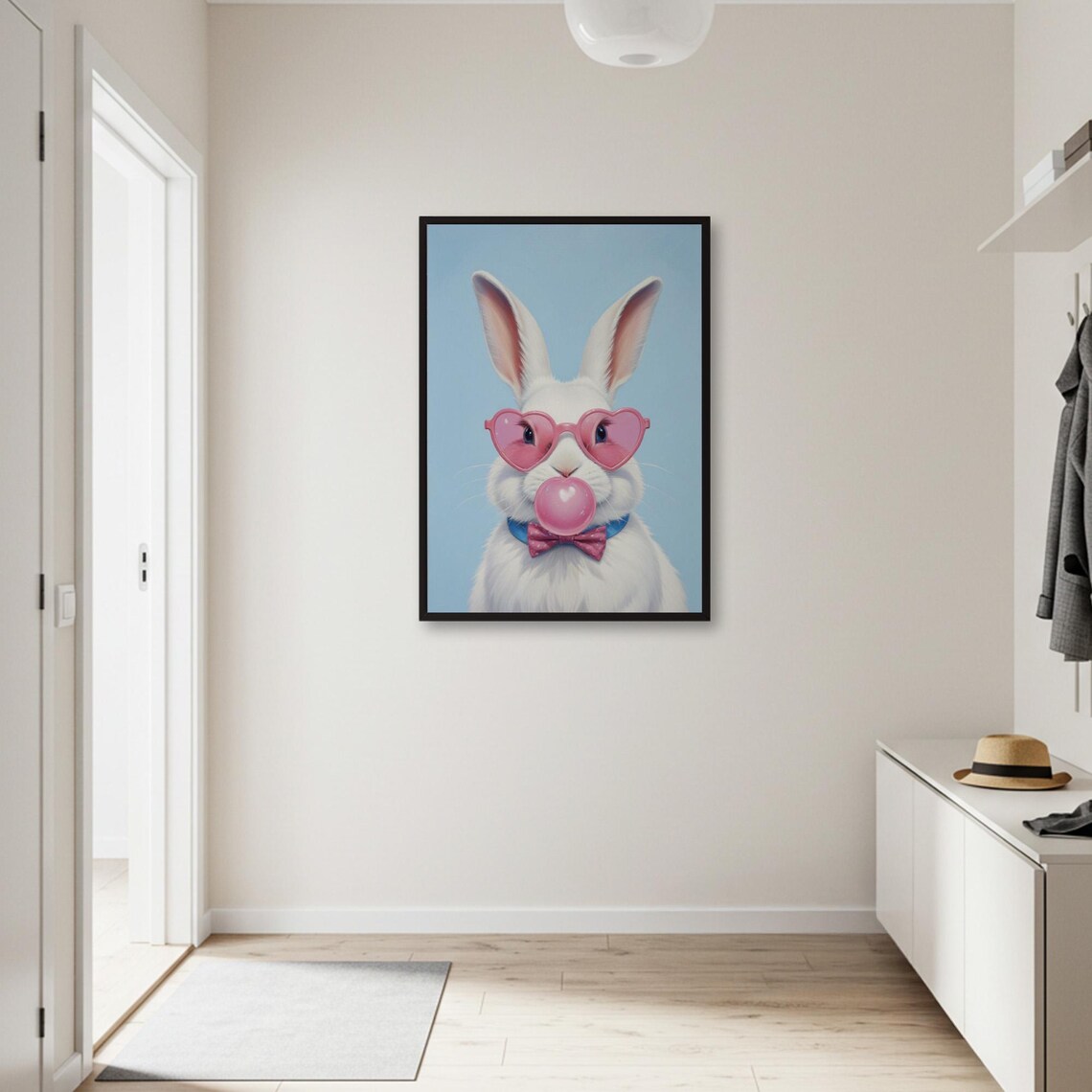 Cool Bunny Poster, Whimsical Nursery Animal Art - Image 2