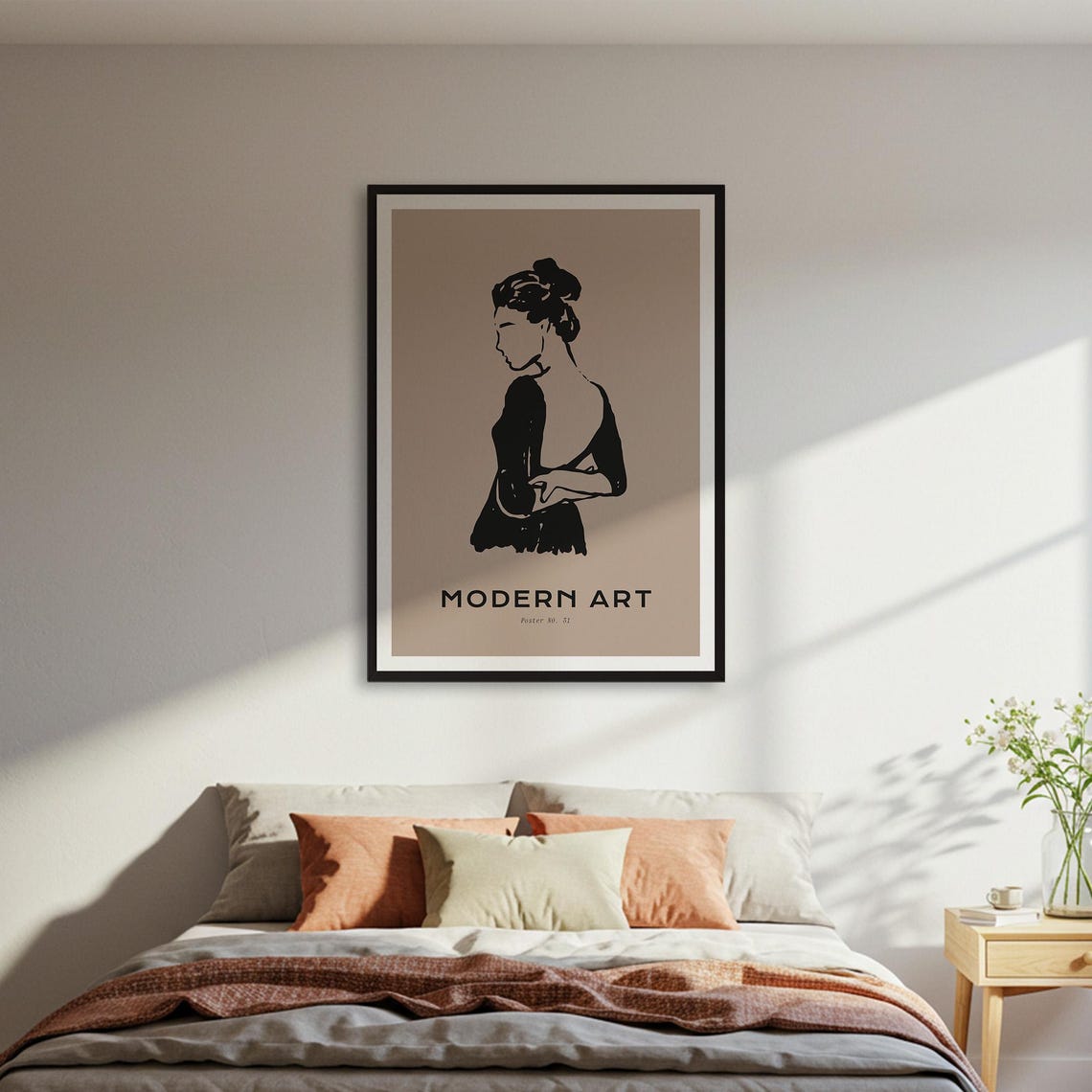 Modern Art Minimalist Female Figure Poster Black White Line Wall Print Bedroom Decor Framed Or Unframed