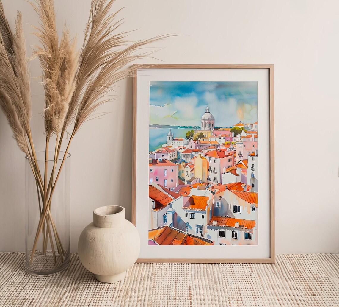 Lisbon Watercolor Art Print Portugal City Watercolor Painting Travel Art Print By Feelingprints - Image 4