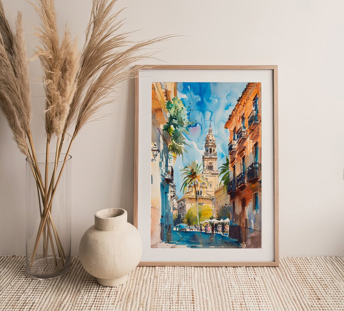 Seville Spain Cityscape Watercolor Art Print - Image 4