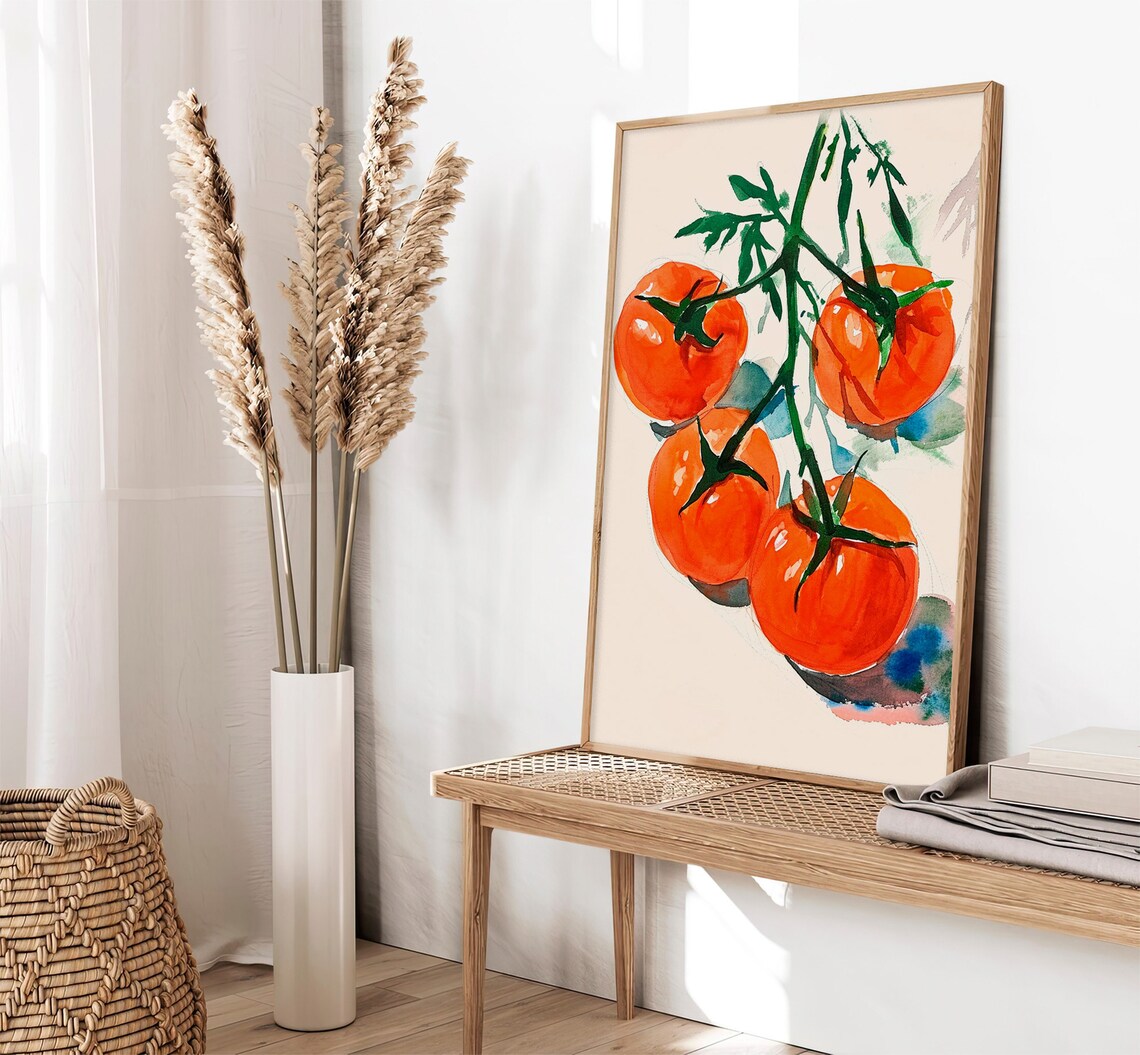 Tomatoes Watercolor Kitchen Wall Art Print - Image 2