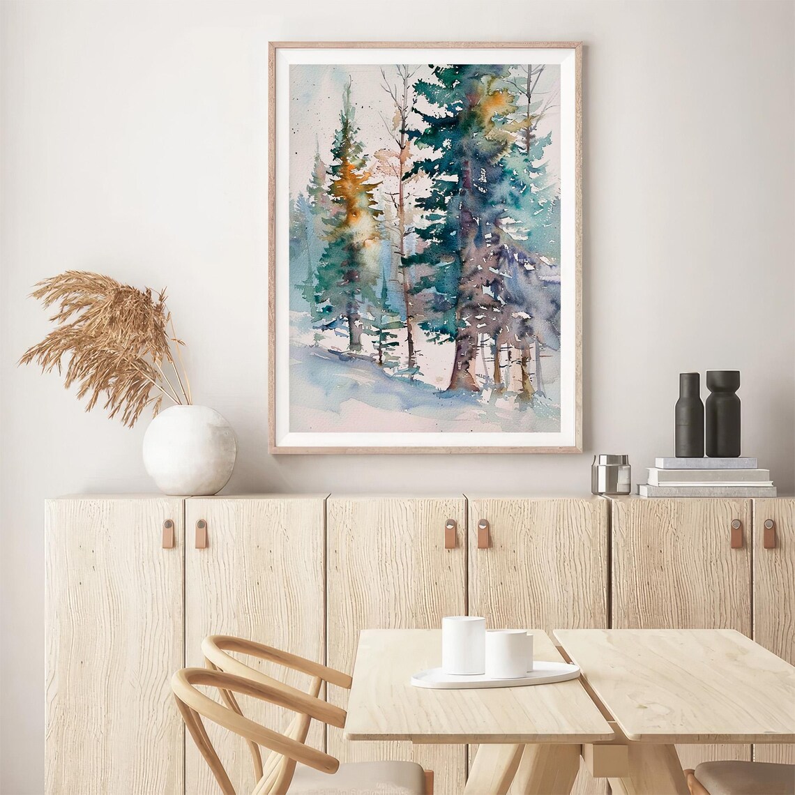 Winter Pine Forest Watercolor Painting Art Print - Image 5