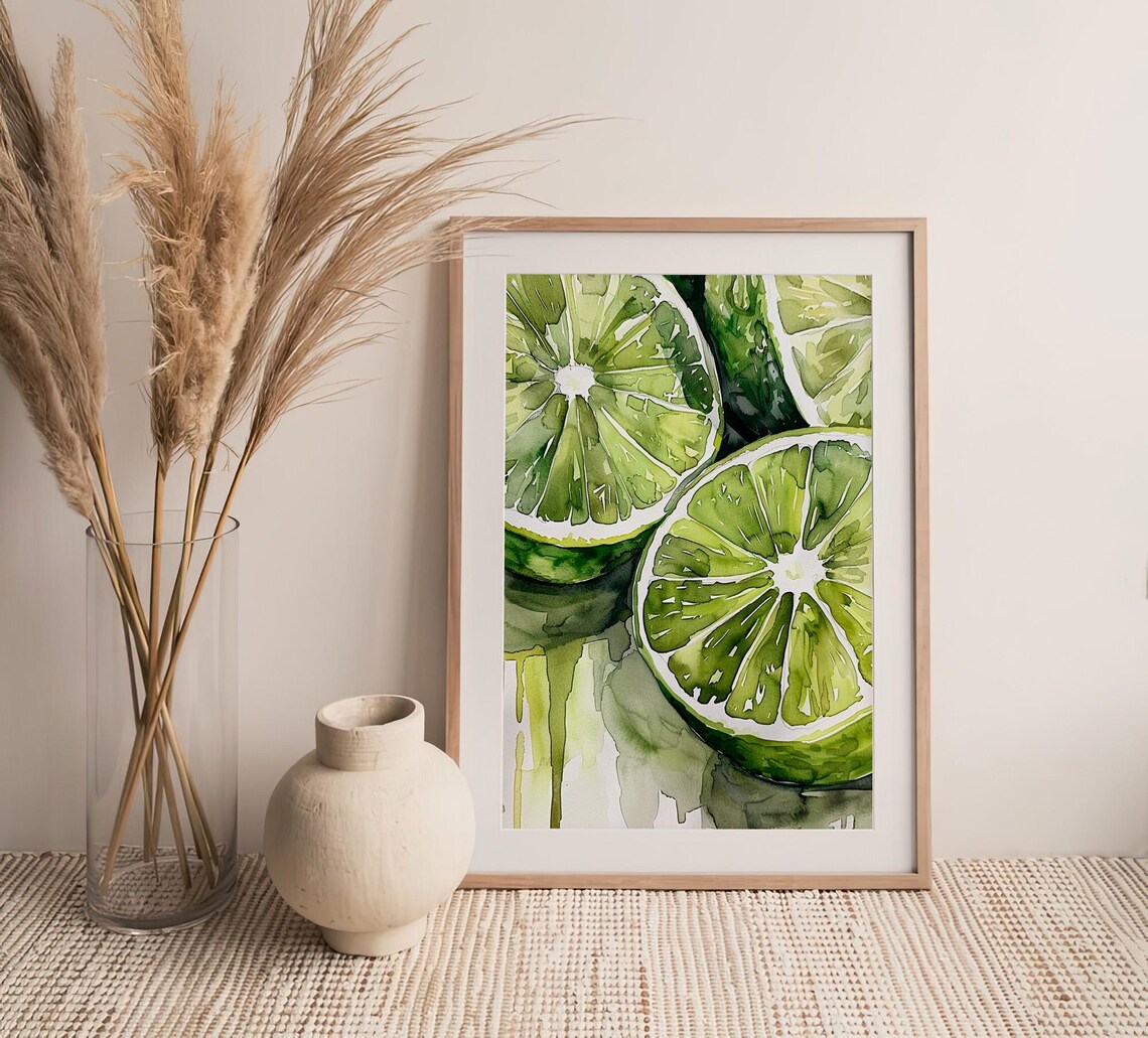 Lime Slices Watercolor Painting Kitchen Art Print - Image 4