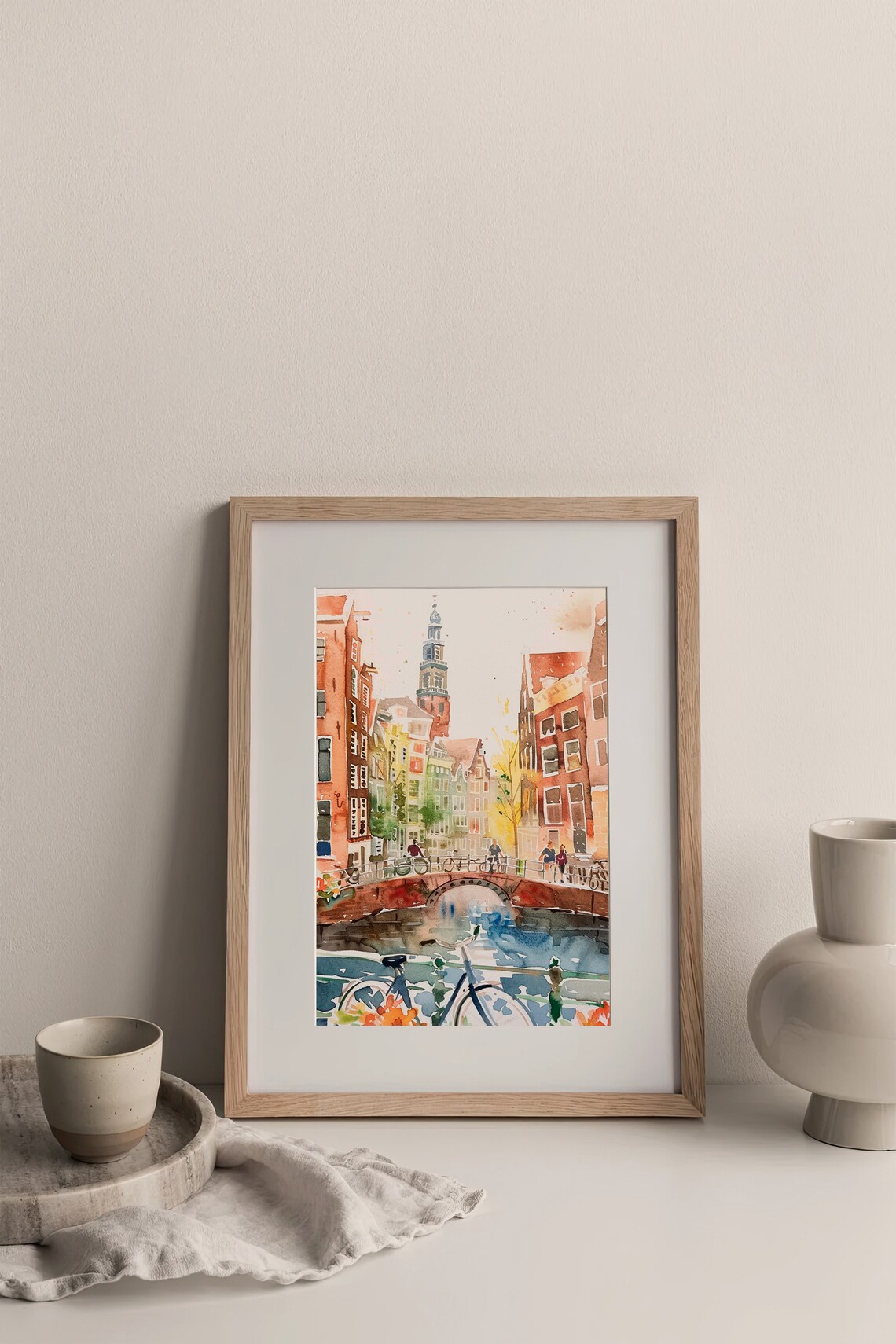 Amsterdam Cityscape Watercolor Art Print, Travel Poster - Image 3