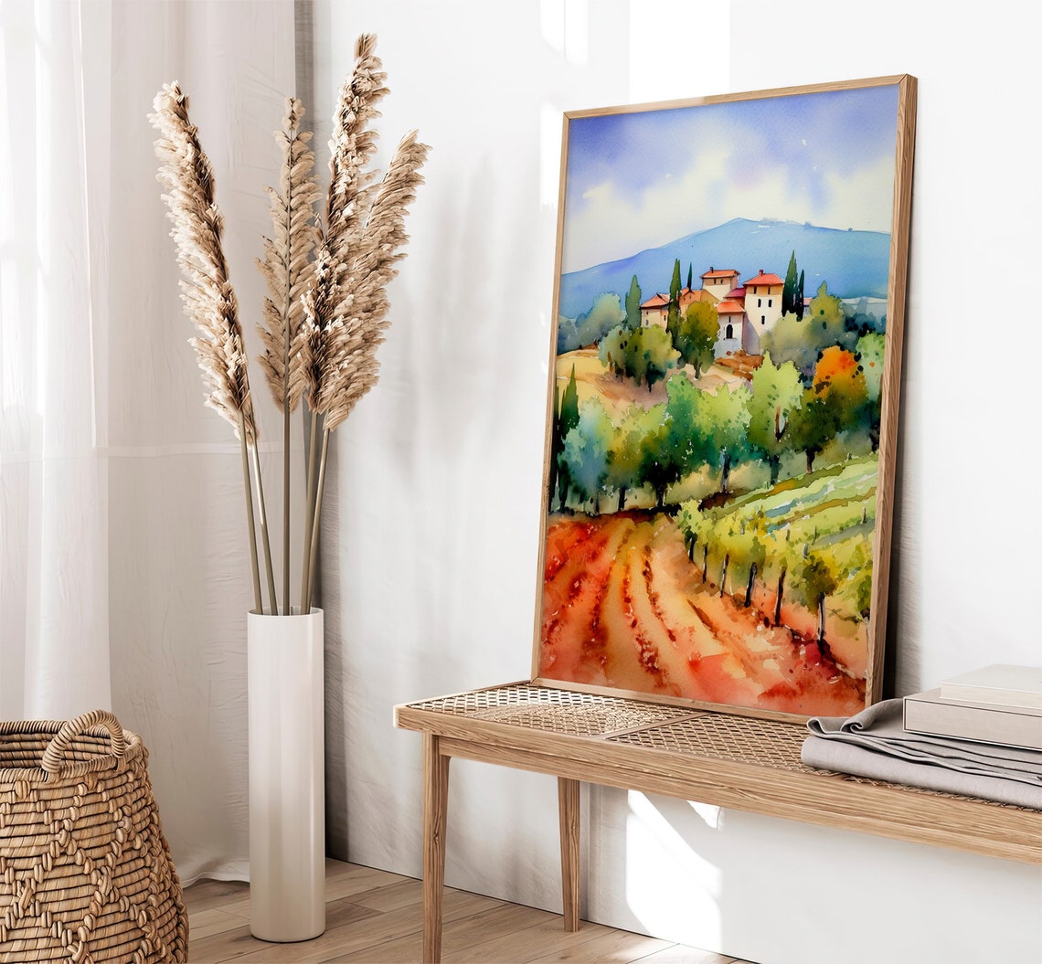 Val Dorcia Watercolor Art Print Tuscany Landscape Painting Italy Countryside Wall Art Italian Travel Gifts By Feelingprints - Image 2