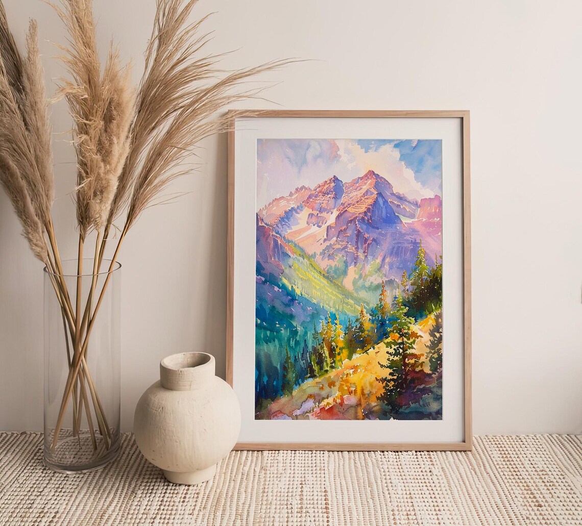 Rocky Mountains Watercolor Print, Colorado Landscape - Image 4